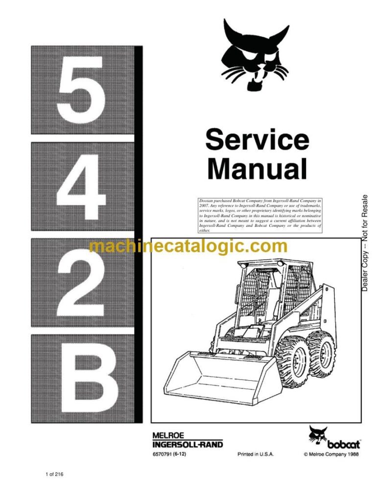 Bobcat 542 Loader Service Manual (SN 508512001-508599999)
