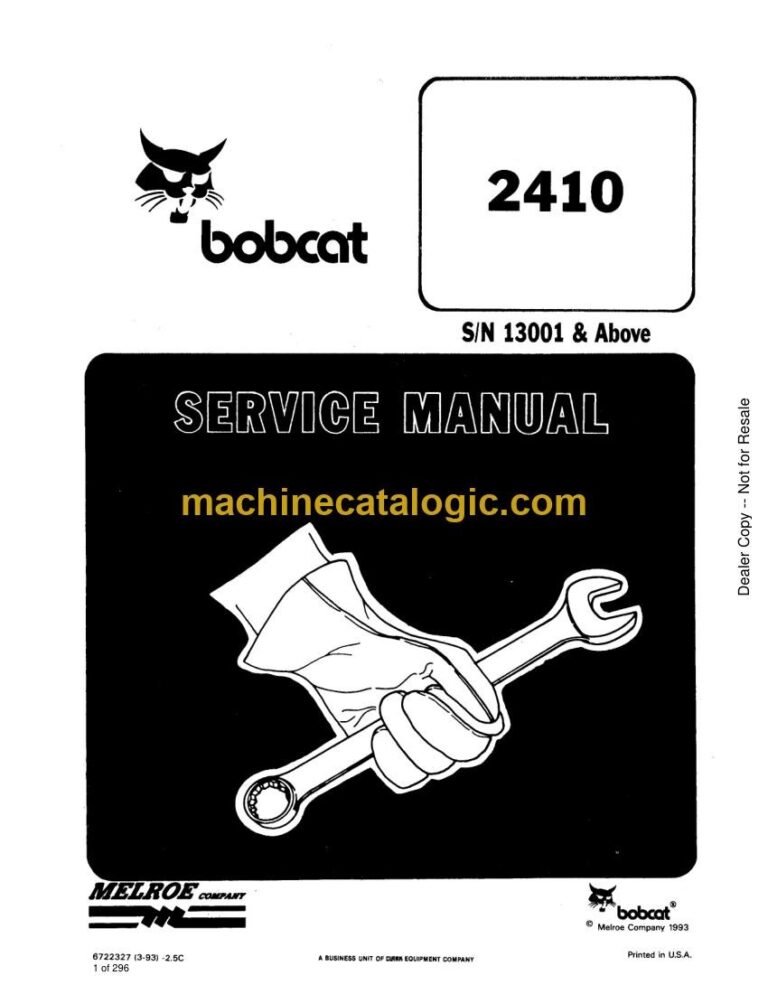 Bobcat 2410 Loader Articulated Service Manual (SN 509213001-509299999)