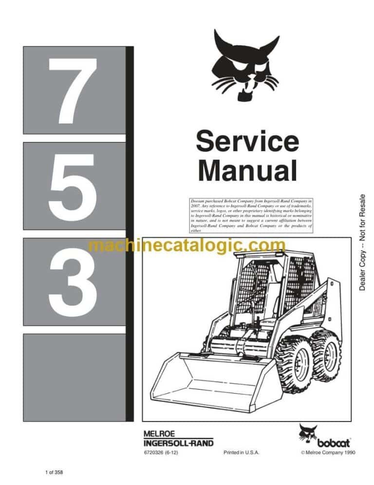 Bobcat 753 Loader Service Manual (SN 511350001-511399999)