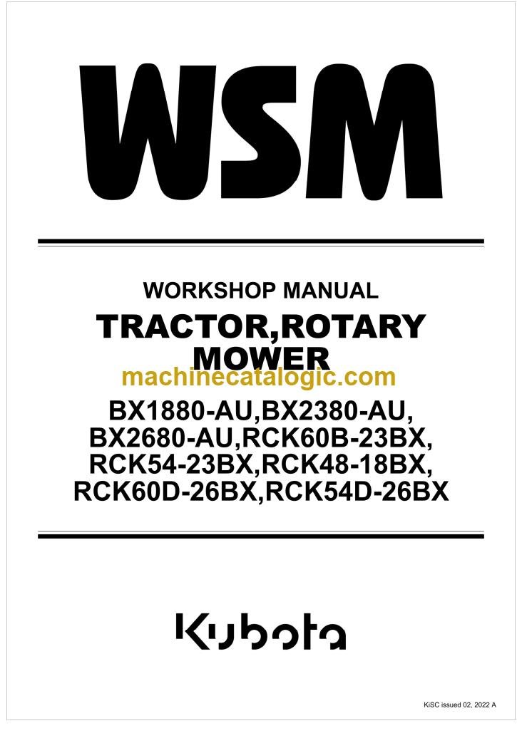 Kubota RCK54-23BX Rotary Mower Workshop Manual