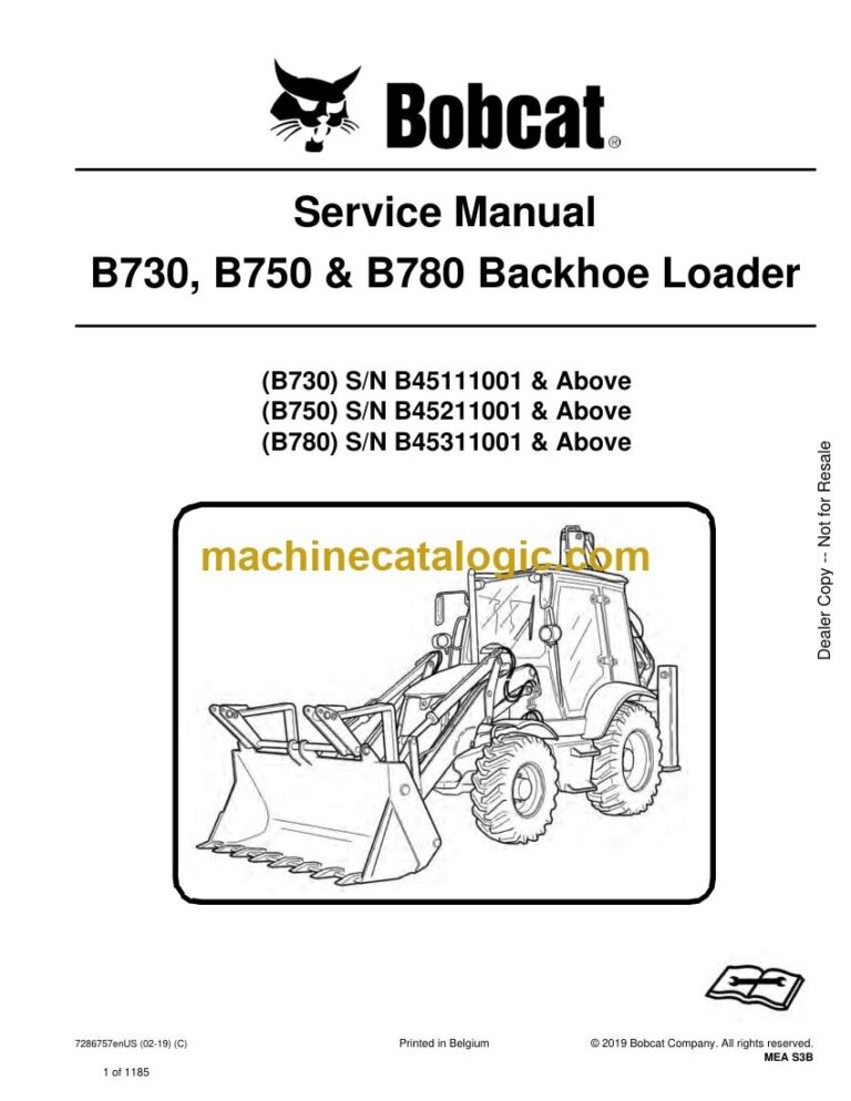 Bobcat B780 Backhoe Loader Service Manual (SN B45311001-B45399999)