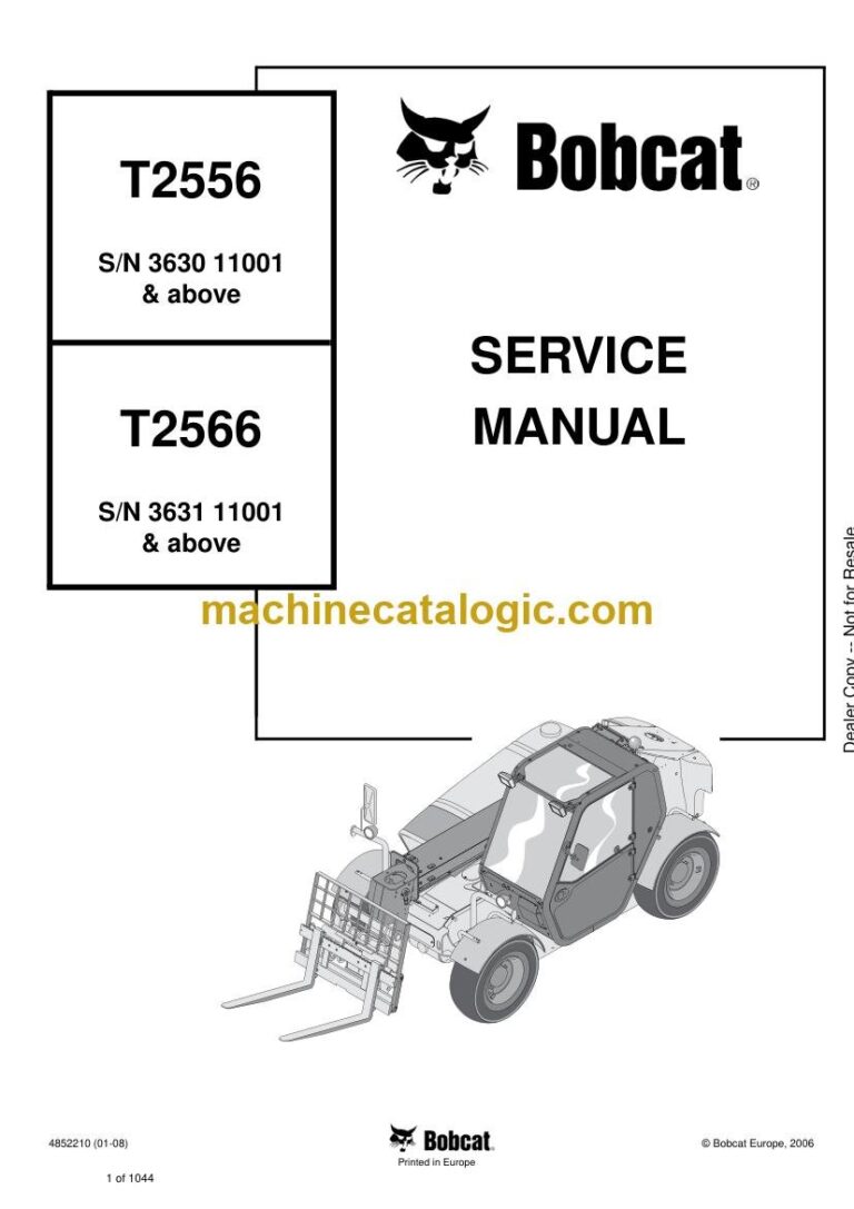 Bobcat T2566 VersaHANDLER® TTC, Telescopic Handler Service Manual (SN 363111001-363199999)
