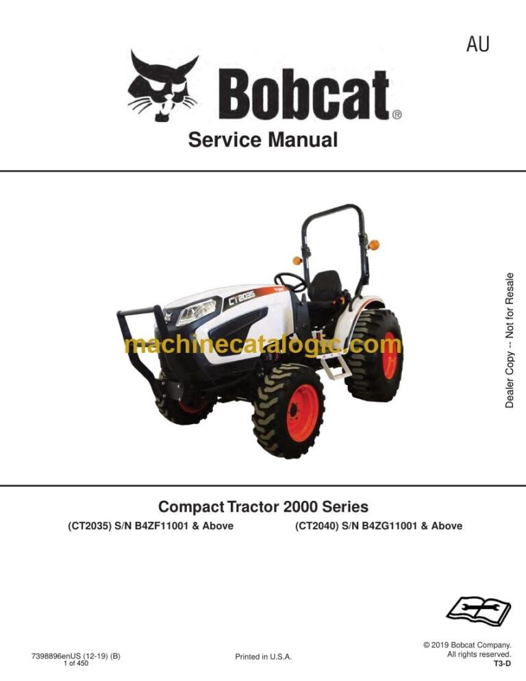 Bobcat CT2035 Compact Tractor Service Manual (SN B4ZF11001-B4ZF99999)