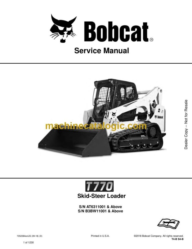 Bobcat T770 Loader Service Manual (SN B3BW11001-B3BW99999)