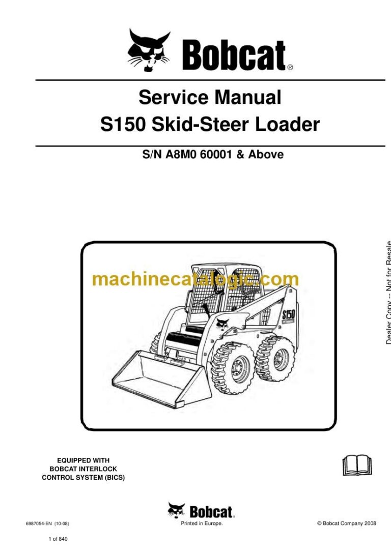 Bobcat S150 Loader Service Manual (SN A8M060001-A8M099999)
