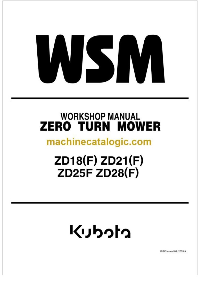 Kubota ZD18(F) Zero Turn Mower Workshop Manual