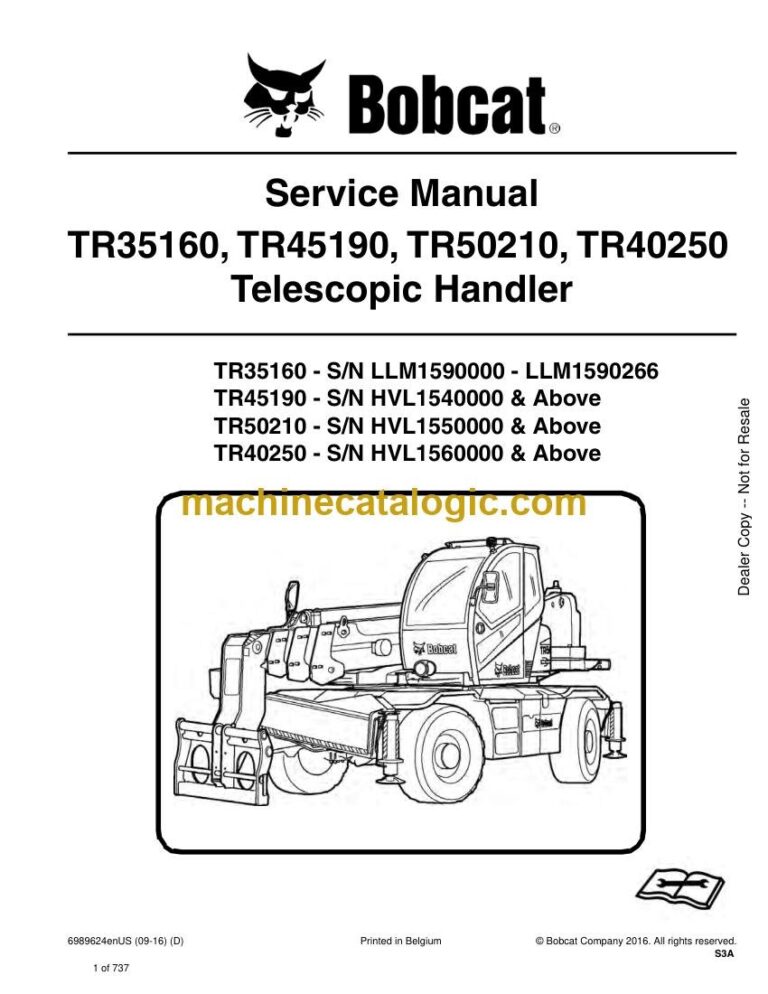 Bobcat TR50210 VersaHANDLER® TTC, Telescopic Handler Service Manual (SN HVL1550000-HVL19999999)