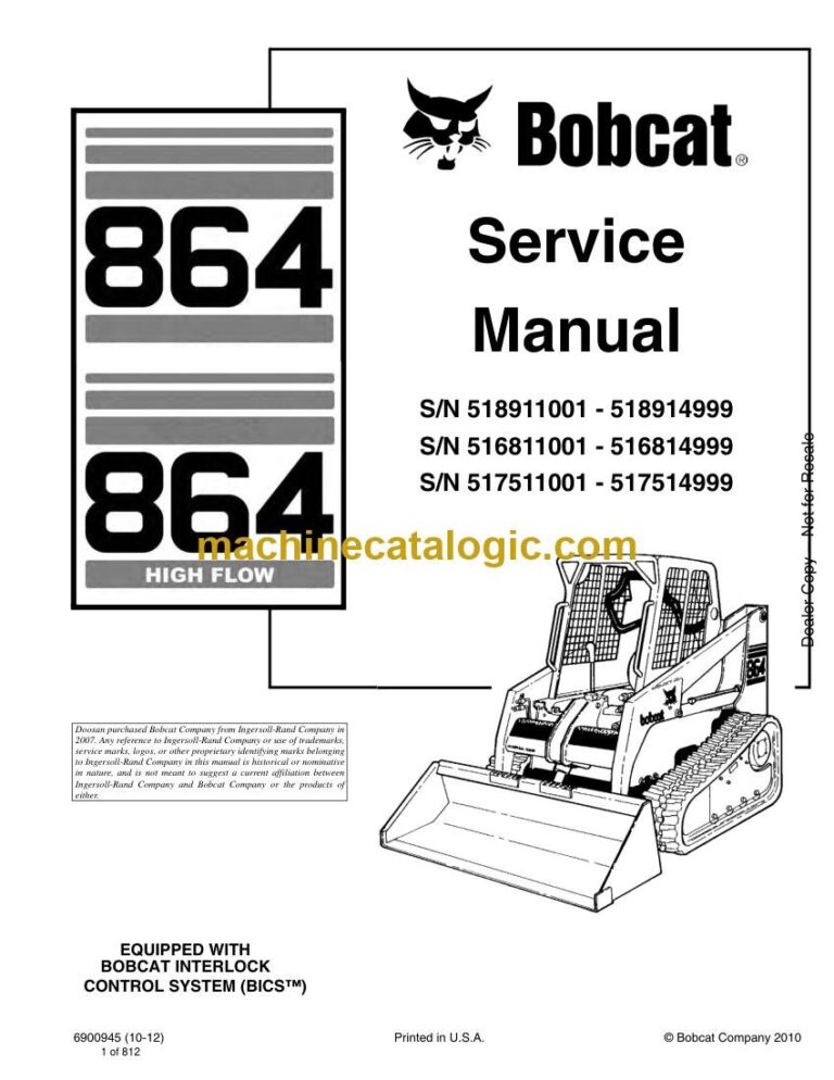 Bobcat 864 Loader Service Manual (SN 517511001-517514999)