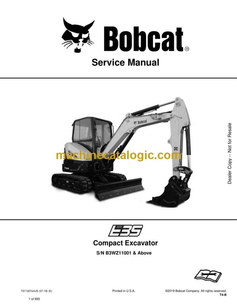Bobcat E35 Excavator Service Manual (SN B3WZ11001-B3WZ99999)