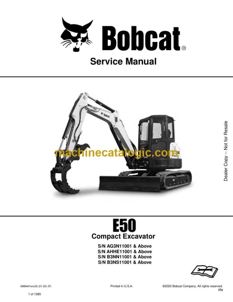 Bobcat E50 Excavator Service Manual (SN AHHE11001-AHHE99999)