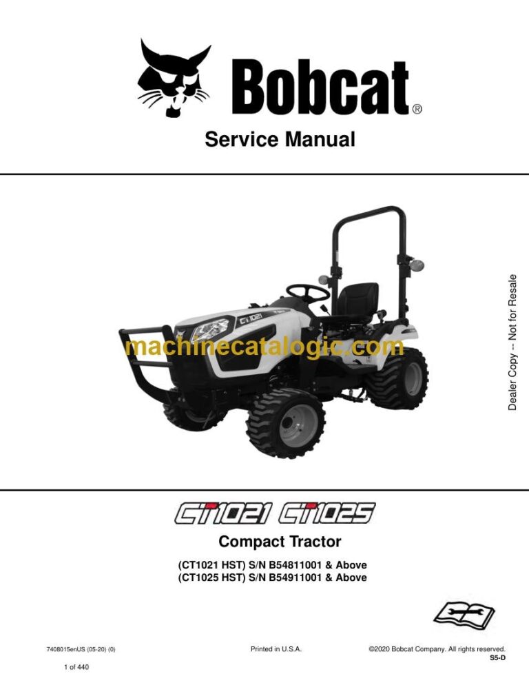 Bobcat CT1025 Compact Tractor Service Manual (SN B54911001-B54999999)