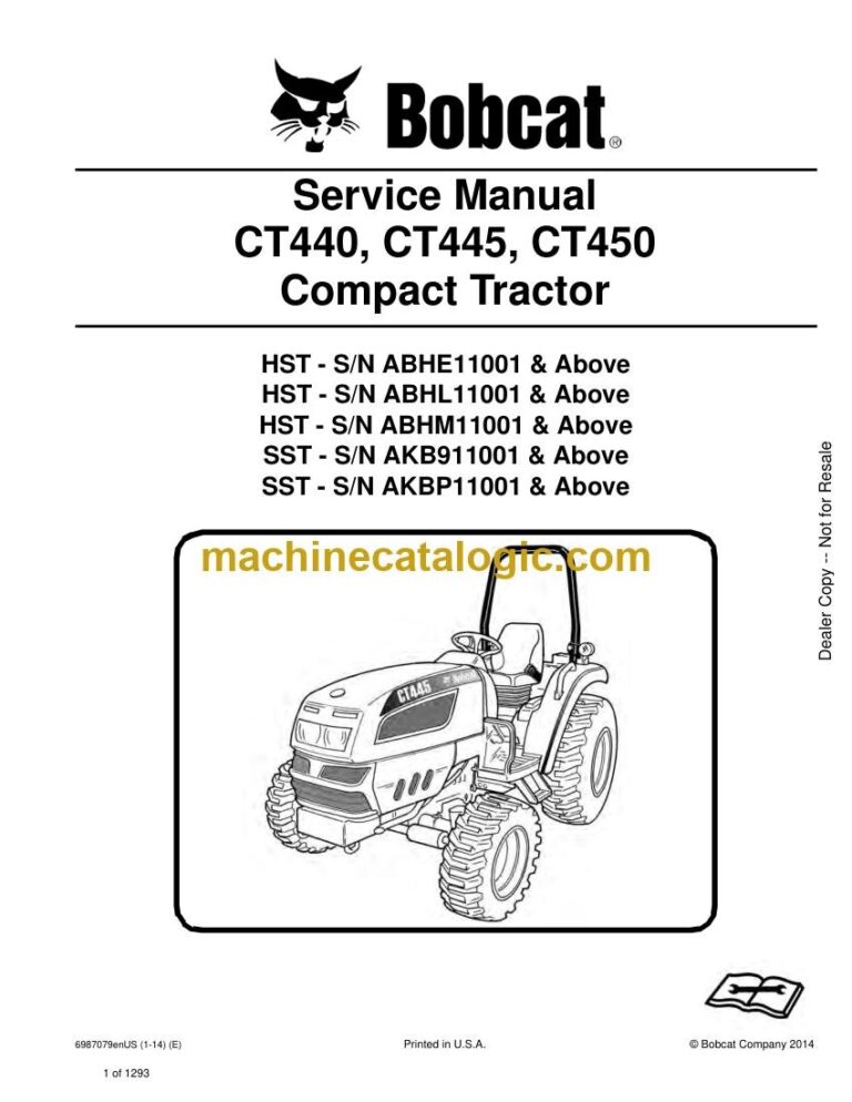 Bobcat CT445 Compact Tractor Service Manual (SN ABHL11001-ABHL99999)