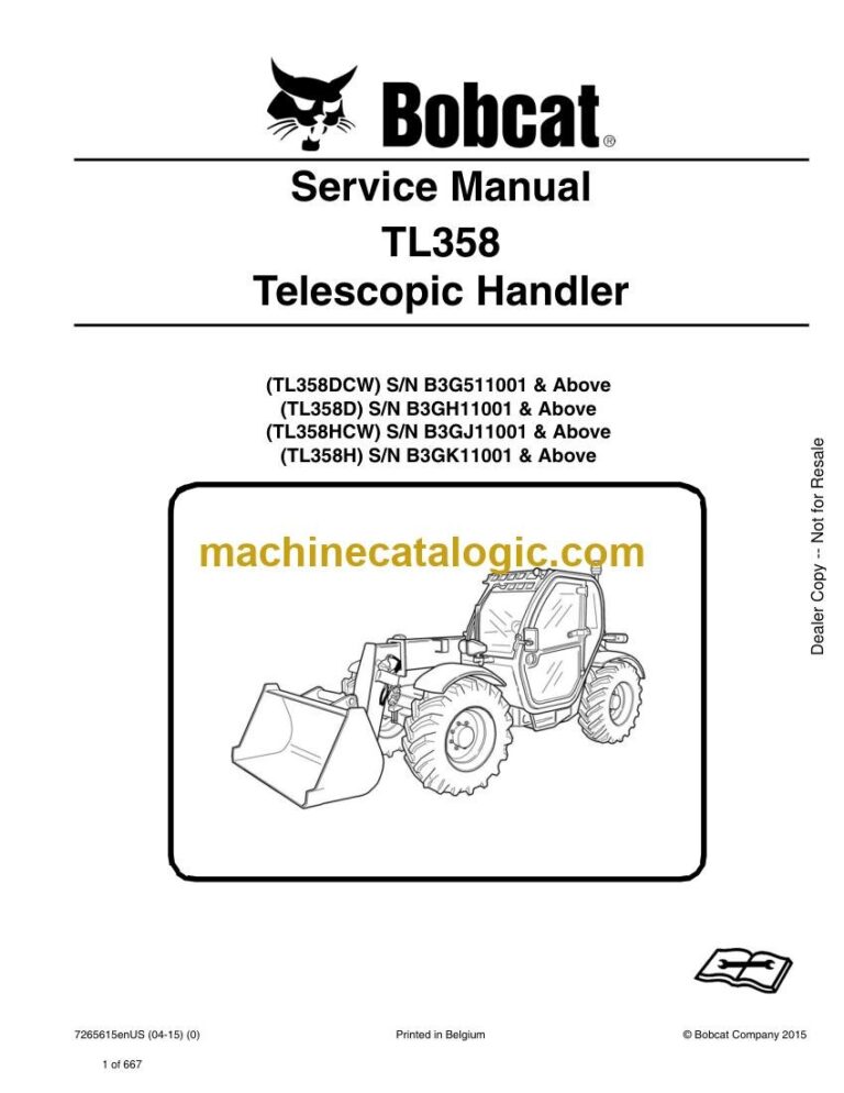 Bobcat TL358 VersaHANDLER® TTC, Telescopic Handler Service Manual (SN B3G511001-B3G599999)