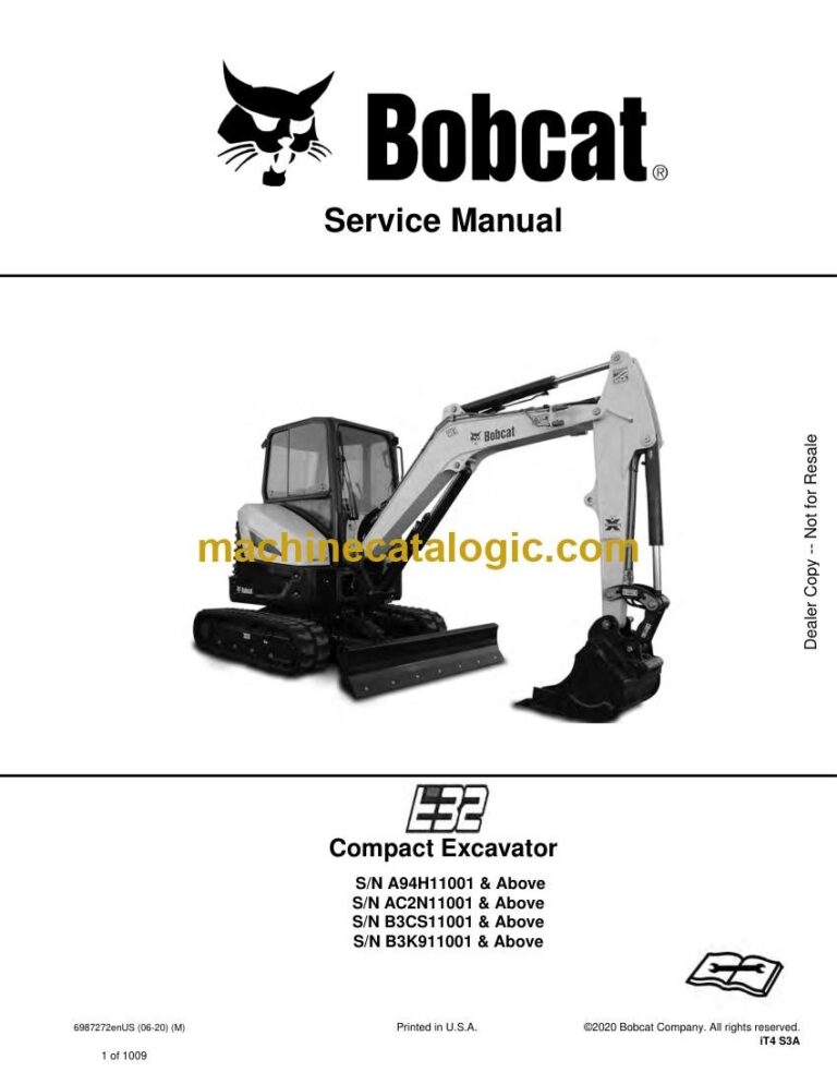Bobcat E32 Excavator Service Manual (SN AC2N11001-AC2N99999)