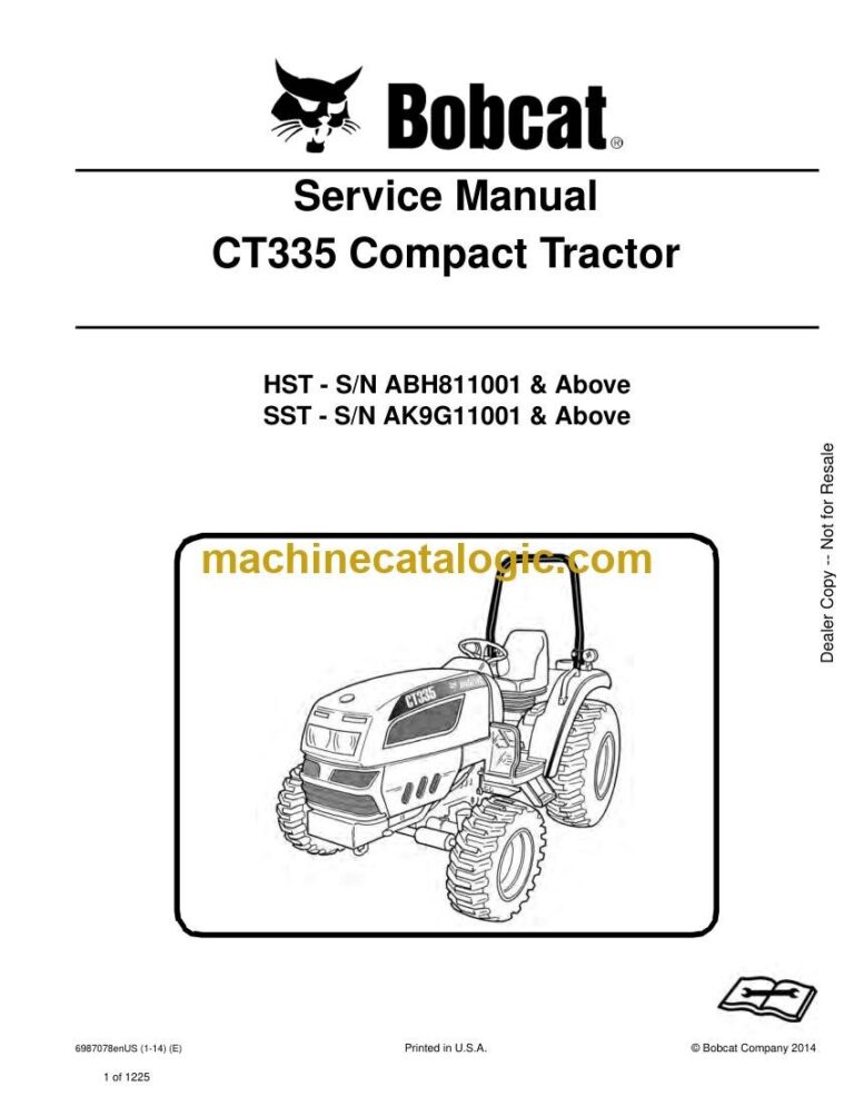 Bobcat CT335 Compact Tractor Service Manual (SN AK9G11001-AK9G99999)