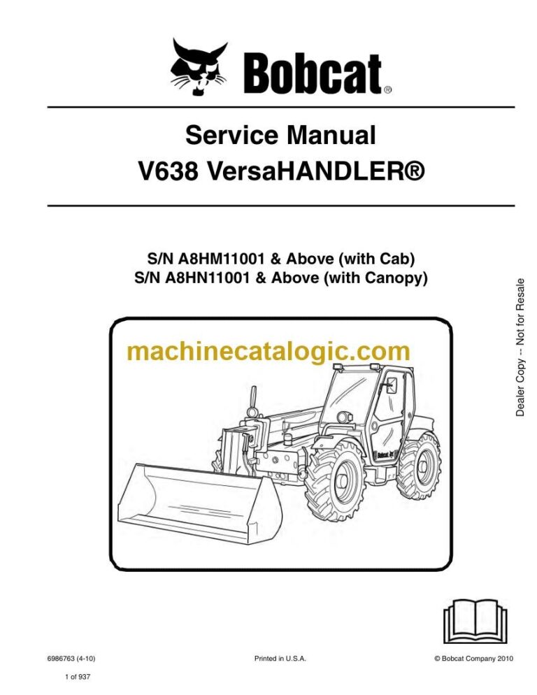 Bobcat V638 VersaHANDLER® TTC, Telescopic Handler Service Manual (SN A8HN11001-A8HN99999)