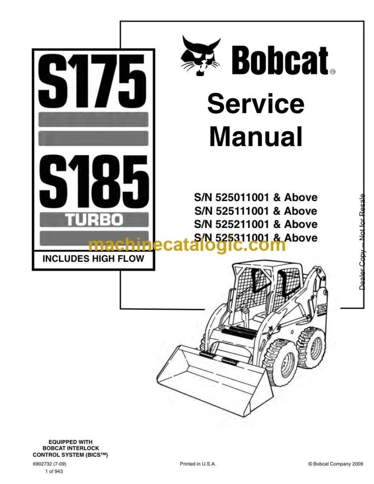 Bobcat S175 Loader Service Manual (SN 525311001-525399999)
