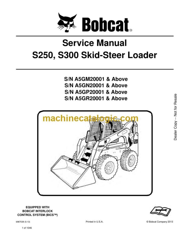 Bobcat S250 Loader Service Manual (SN A5GN20001-A5GN99999)
