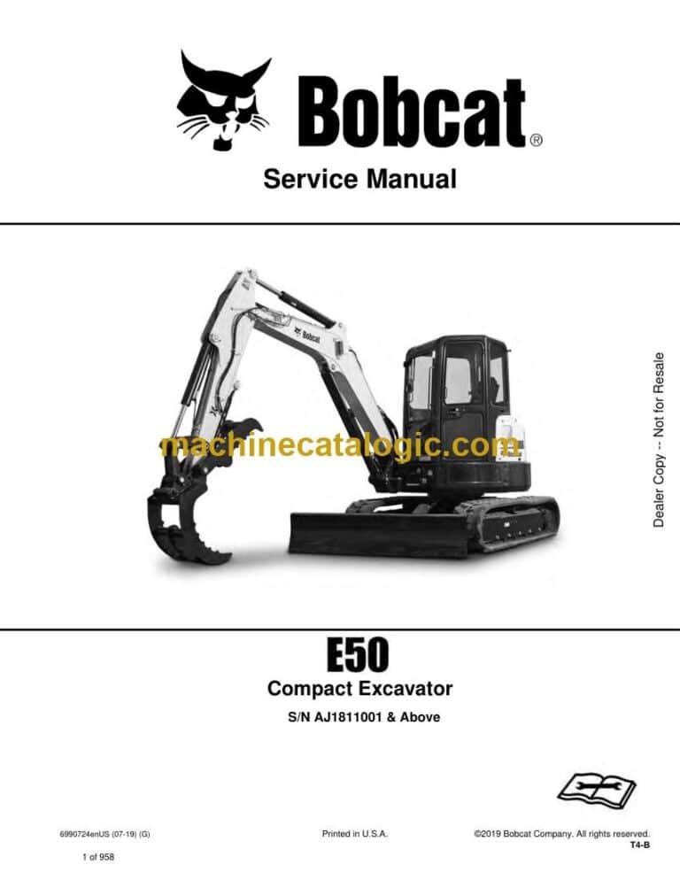 Bobcat E50 Excavator Service Manual (SN AJ1811001-AJ1899999)