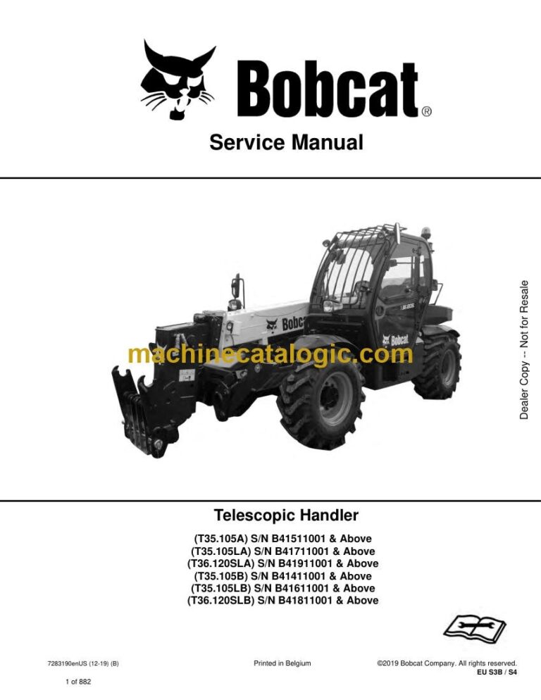 Bobcat T35105L VersaHANDLER® TTC, Telescopic Handler Service Manual (SN B41911001-B41999999)