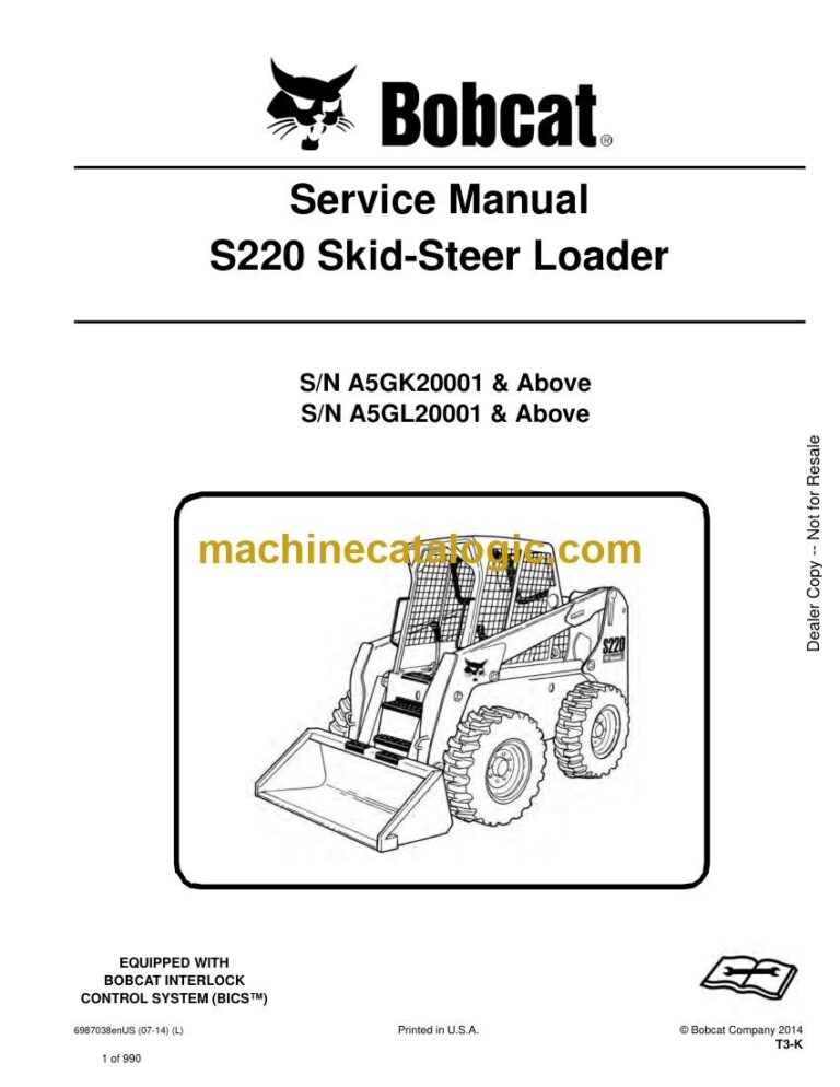 Bobcat S220 Loader Service Manual (SN A5GK20001-A5GK99999)