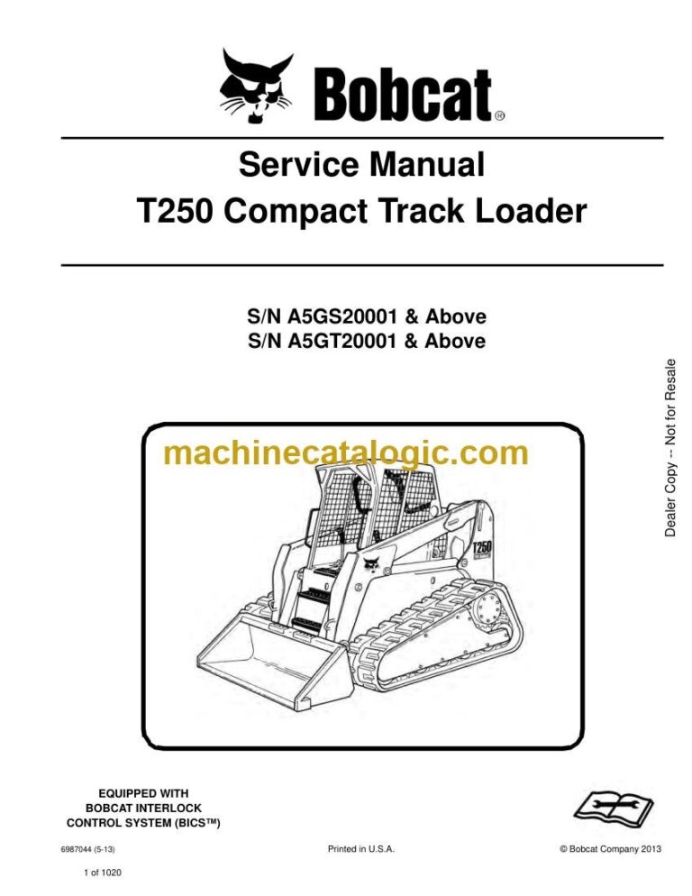 Bobcat T250 Loader Service Manual (SN A5GS20001-A5GS99999)