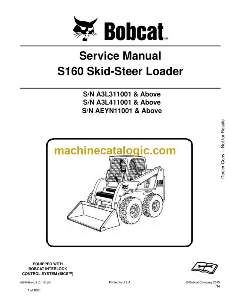 Bobcat S160 Loader Service Manual (SN AEYN11001-AEYN99999)