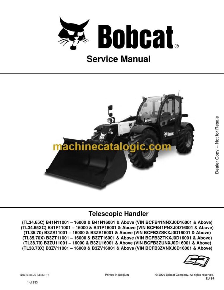Bobcat TL3870 VersaHANDLER® TTC, Telescopic Handler Service Manual (SN B3ZV11001-B3ZV99999)