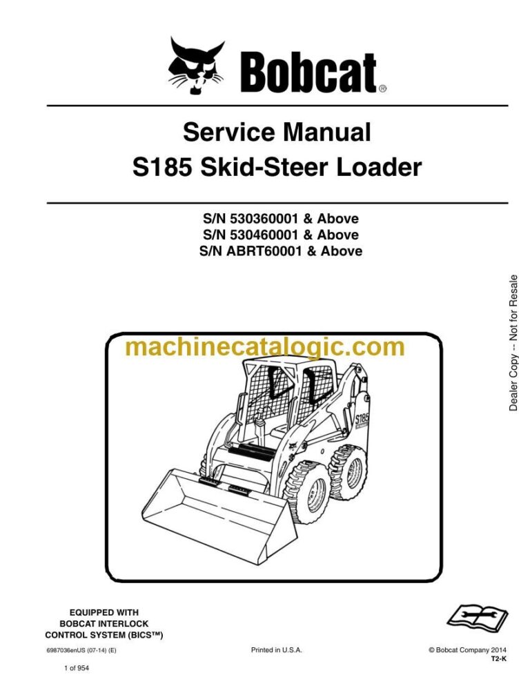 Bobcat S185 Loader Service Manual (SN 530460001-530499999)
