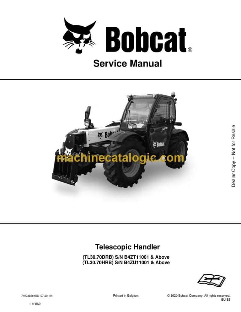 Bobcat TL3070 VersaHANDLER® TTC, Telescopic Handler Service Manual (SN B4ZT11001-B4ZT99999)