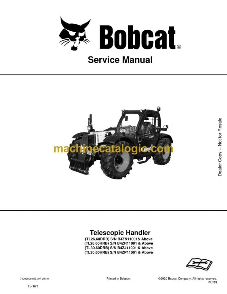 Bobcat TL3060 VersaHANDLER® TTC, Telescopic Handler Service Manual (SN B4ZP11001-B4ZP99999)