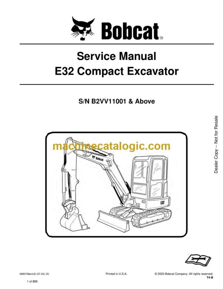 Bobcat E32 Excavator Service Manual (SN B2VV11001-B2VV99999)