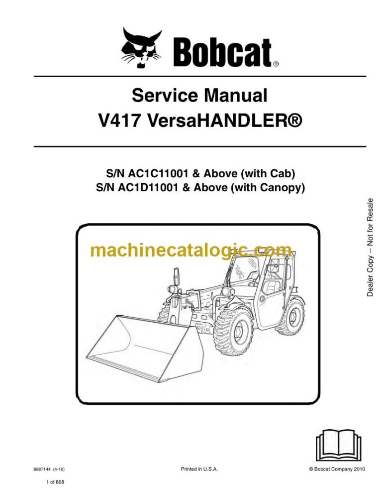 Bobcat V417 VersaHANDLER® TTC, Telescopic Handler Service Manual (SN AC1C11001-AC1C99999)