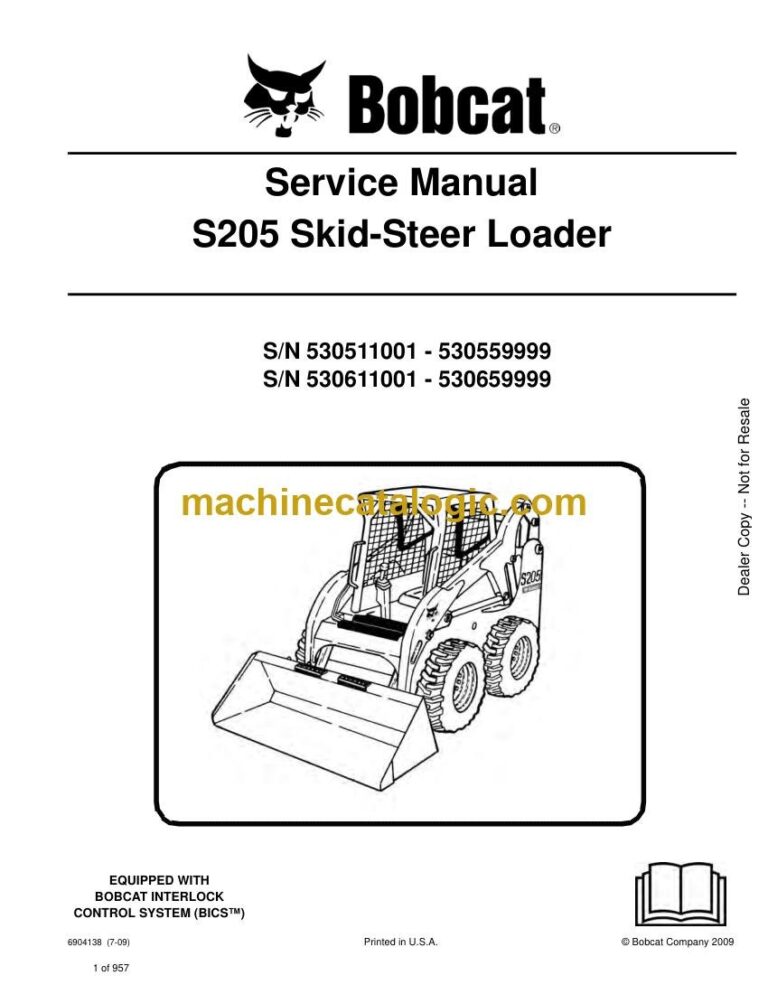 Bobcat S205 Loader Service Manual (SN 530611001-530659999)