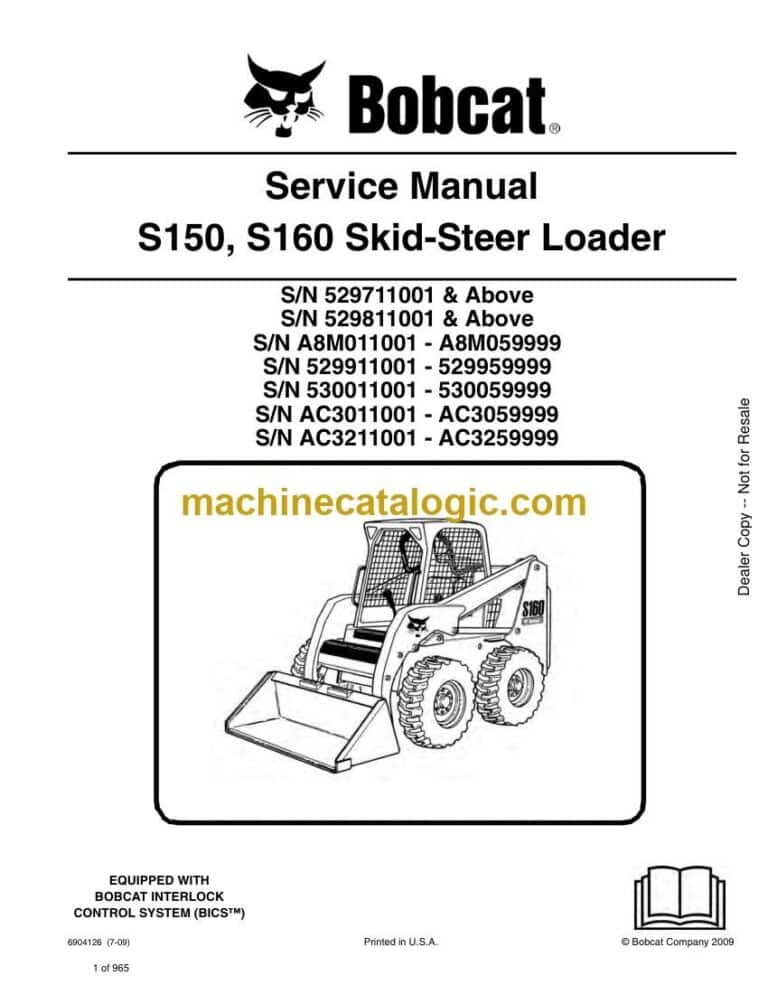 Bobcat S150 Loader Service Manual (SN 529711001-529799999)