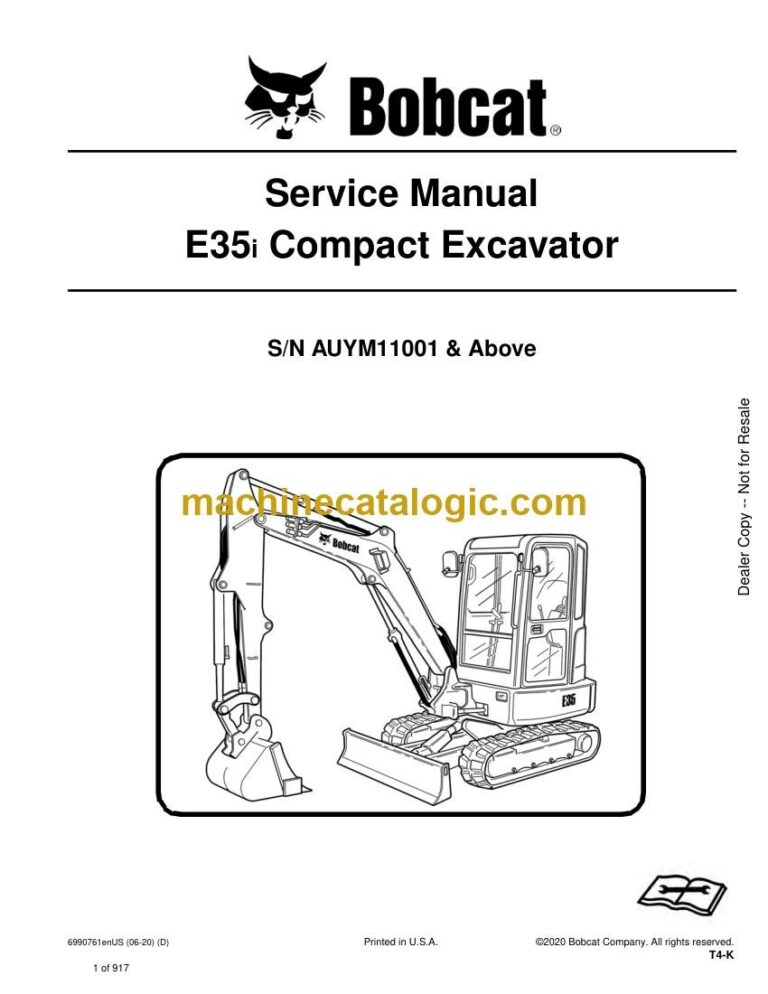 Bobcat E35i Excavator Service Manual (SN AUYM11000-AUYM99999)