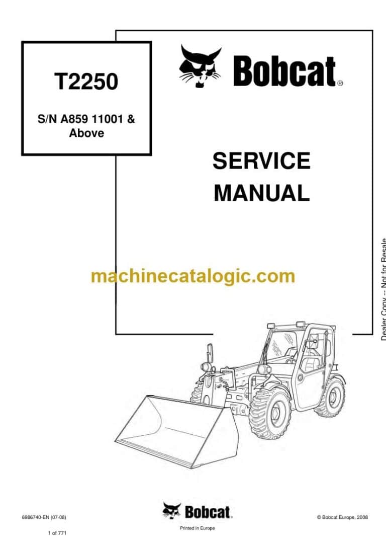 Bobcat T2250 VersaHANDLER® TTC, Telescopic Handler Service Manual (SN A85911001-A85999999)