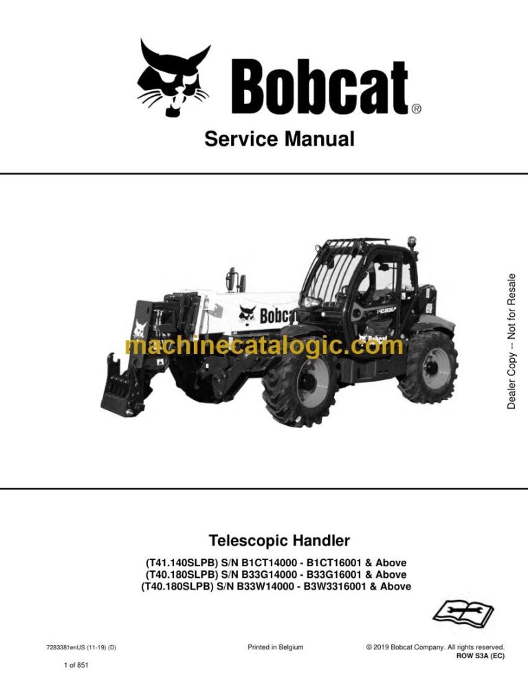 Bobcat T40180SLPB VersaHANDLER® TTC, Telescopic Handler Service Manual (SN B33W14000-B33W99999)
