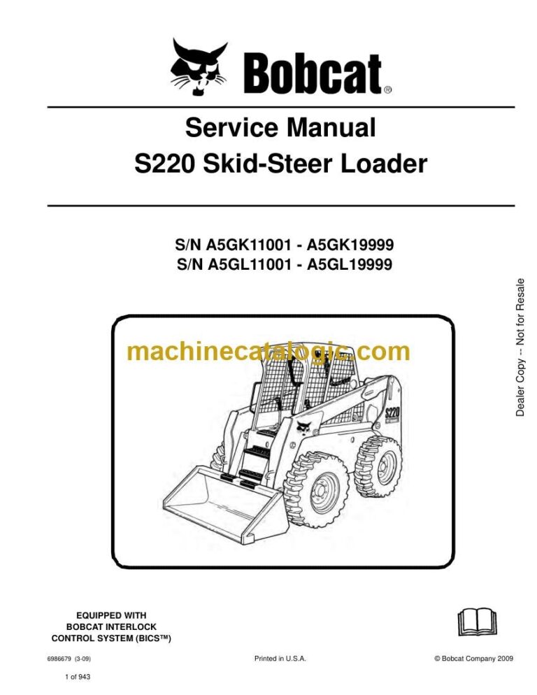 Bobcat S220 Loader Service Manual (SN A5GK11001-A5GK19999)