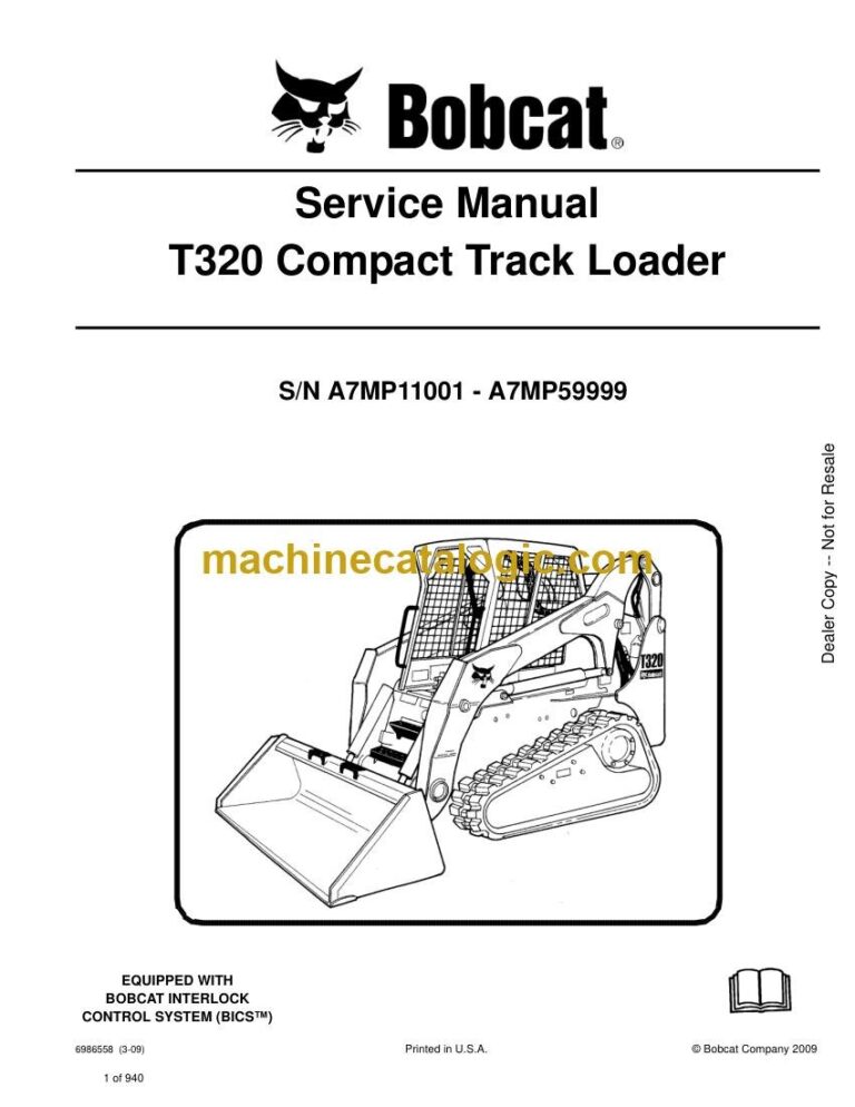 Bobcat T320 Loader Service Manual (SN A7MP11001-A7MP59999)