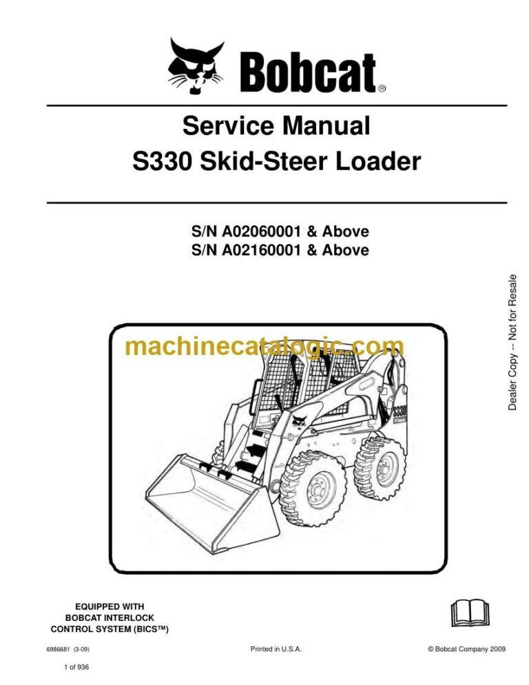 Bobcat S330 Loader Service Manual (SN A02160001-A02199999)