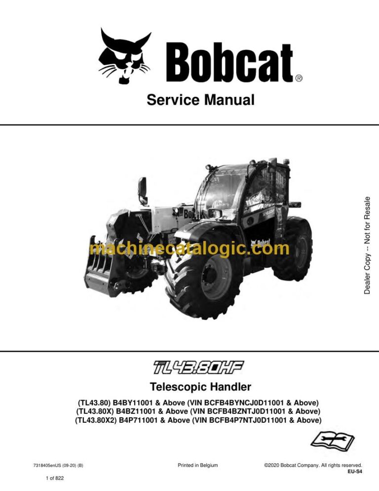 Bobcat TL4380HF VersaHANDLER® TTC, Telescopic Handler Service Manual (SN B4P711001-B4P799999)
