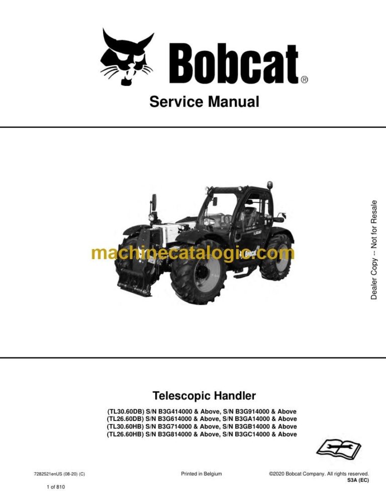 Bobcat TL3060 VersaHANDLER® TTC, Telescopic Handler Service Manual (SN B3G914000-B3G999999)