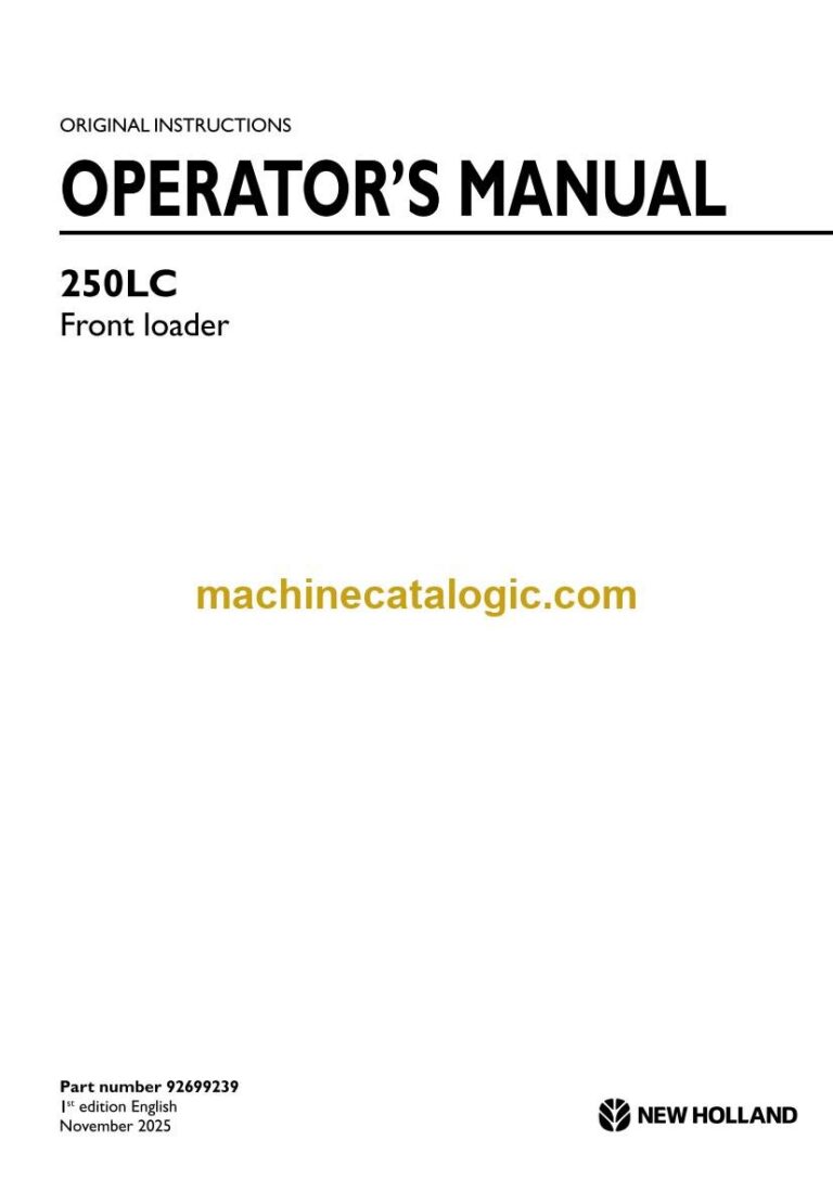 New Holland 250LC Front Loader Operator's Manual (92699239)