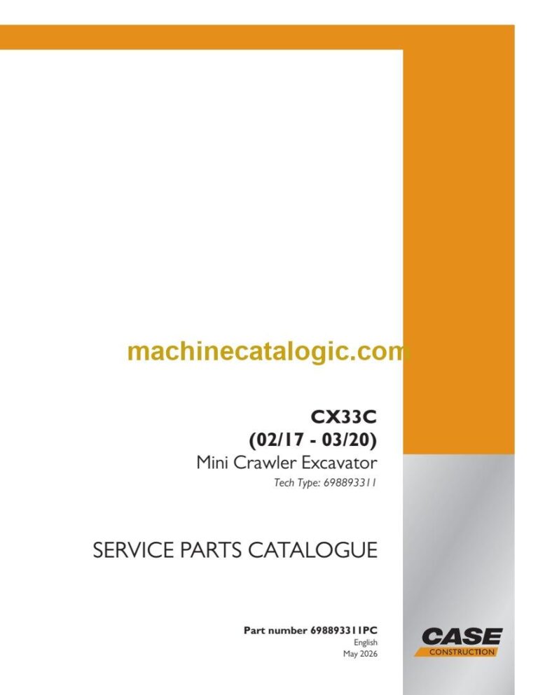 Case CX33C Mini Crawler Excavator Service Parts Catalogue (698893311PC)