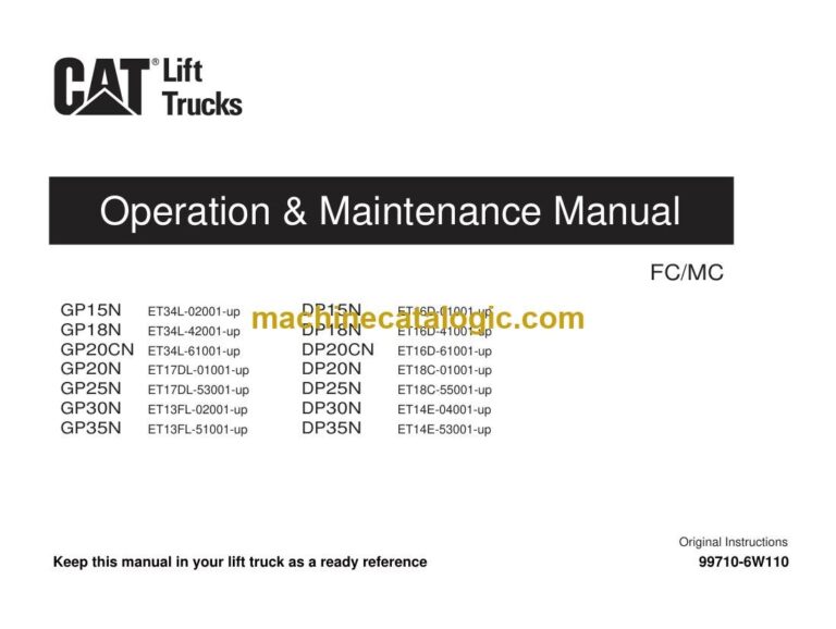 Caterpillar GP25HN Forklift Service and Operator Manual (99719-6M110)
