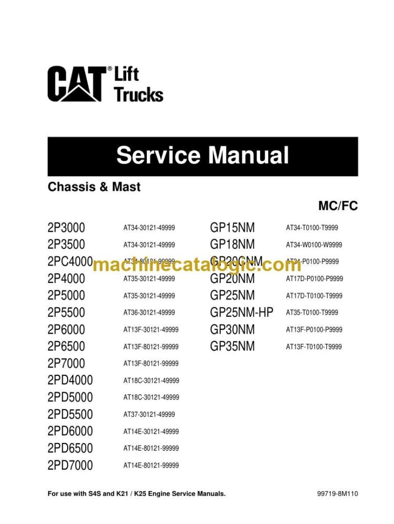Caterpillar 2PD6500 Forklift Service Manual (99719-8M110)