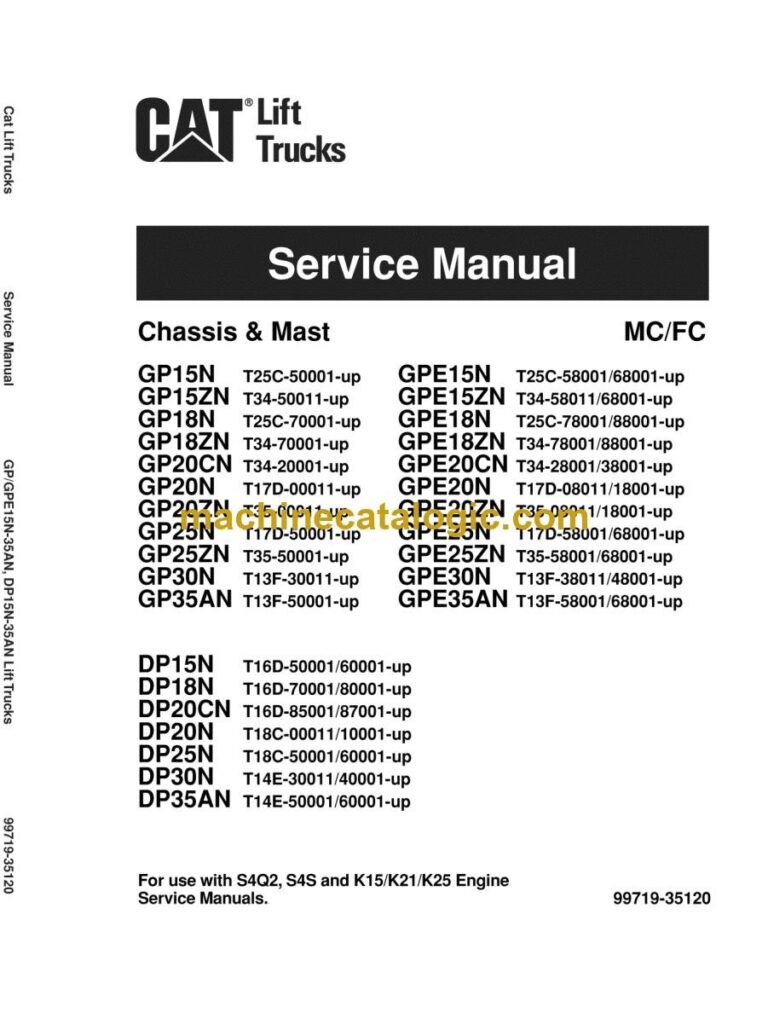 Caterpillar GPE18ZN Forklift Service Manual (99719-35120)