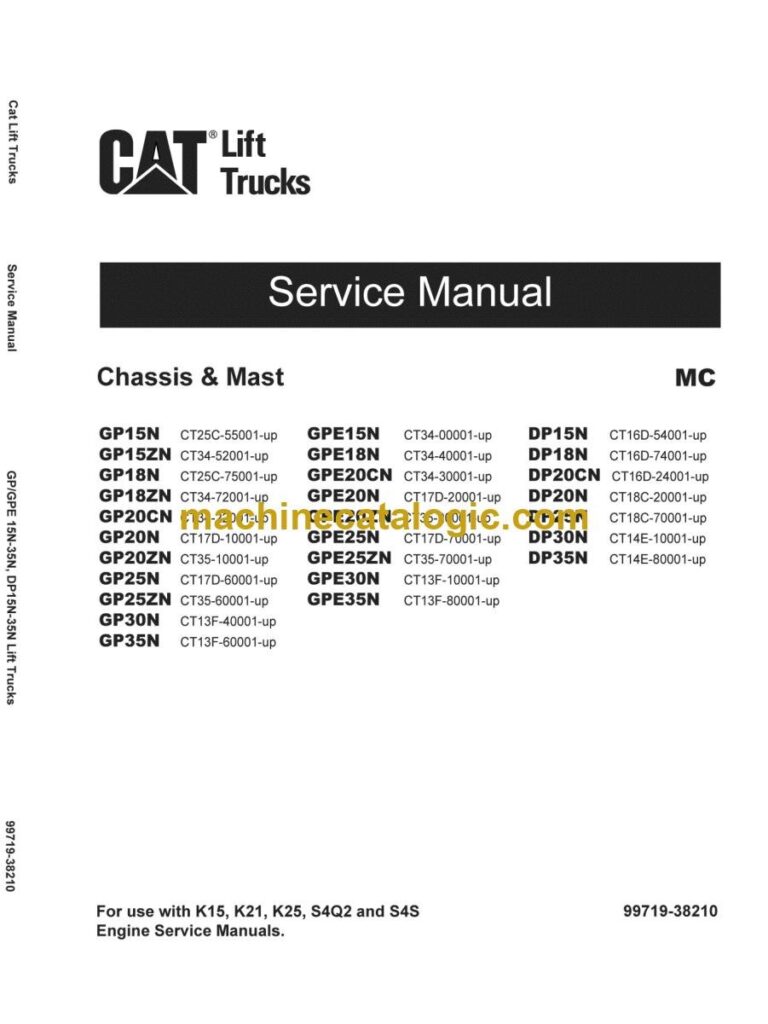 Caterpillar DP20CNDS Forklift Service and Operator Manual (99719-38210)