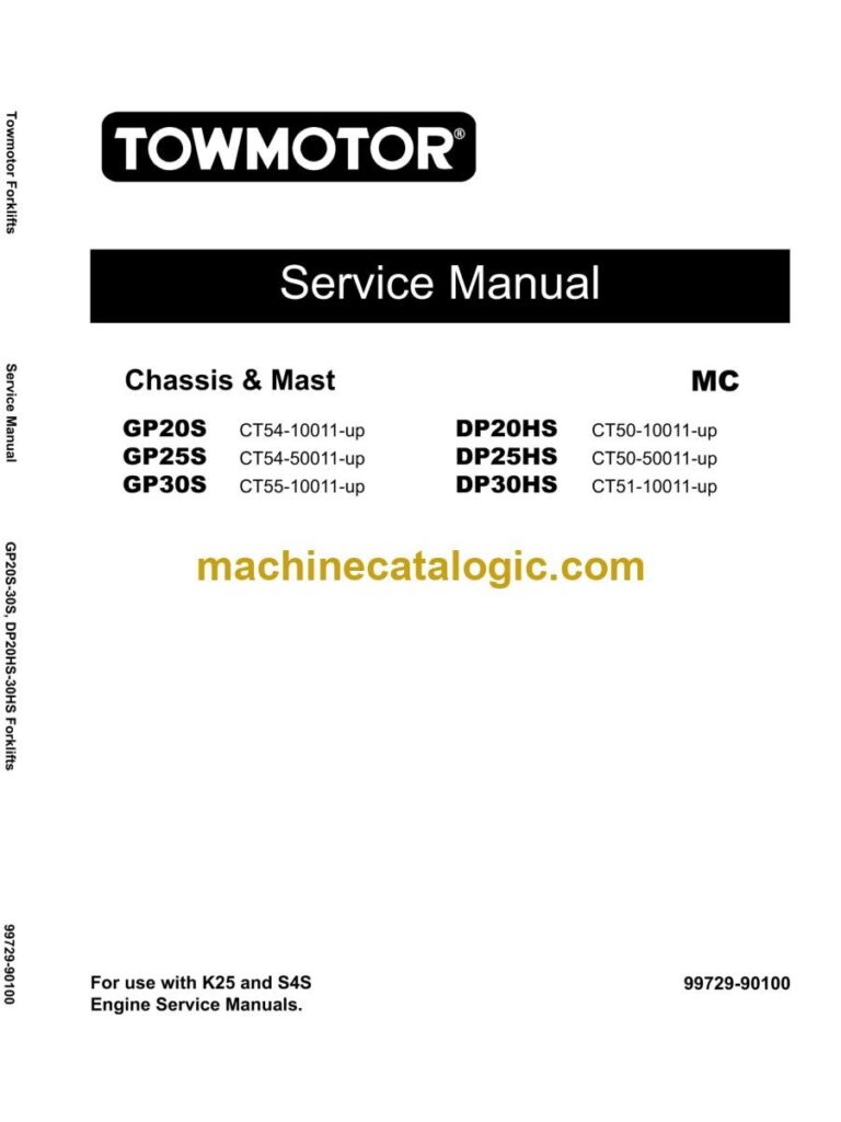 Towmotor DP20HS Forklift Service and Operator Manual (99729-90100)